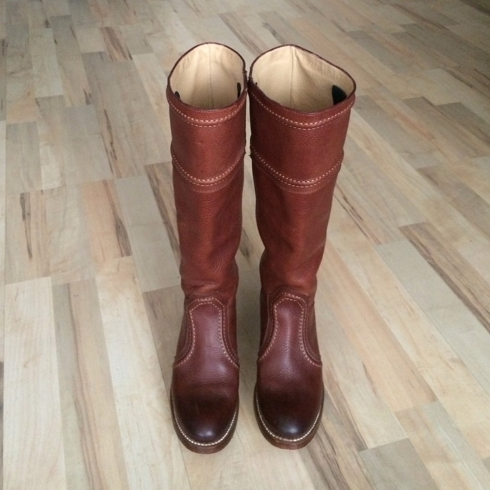 Frye Cognac Heeled Boots